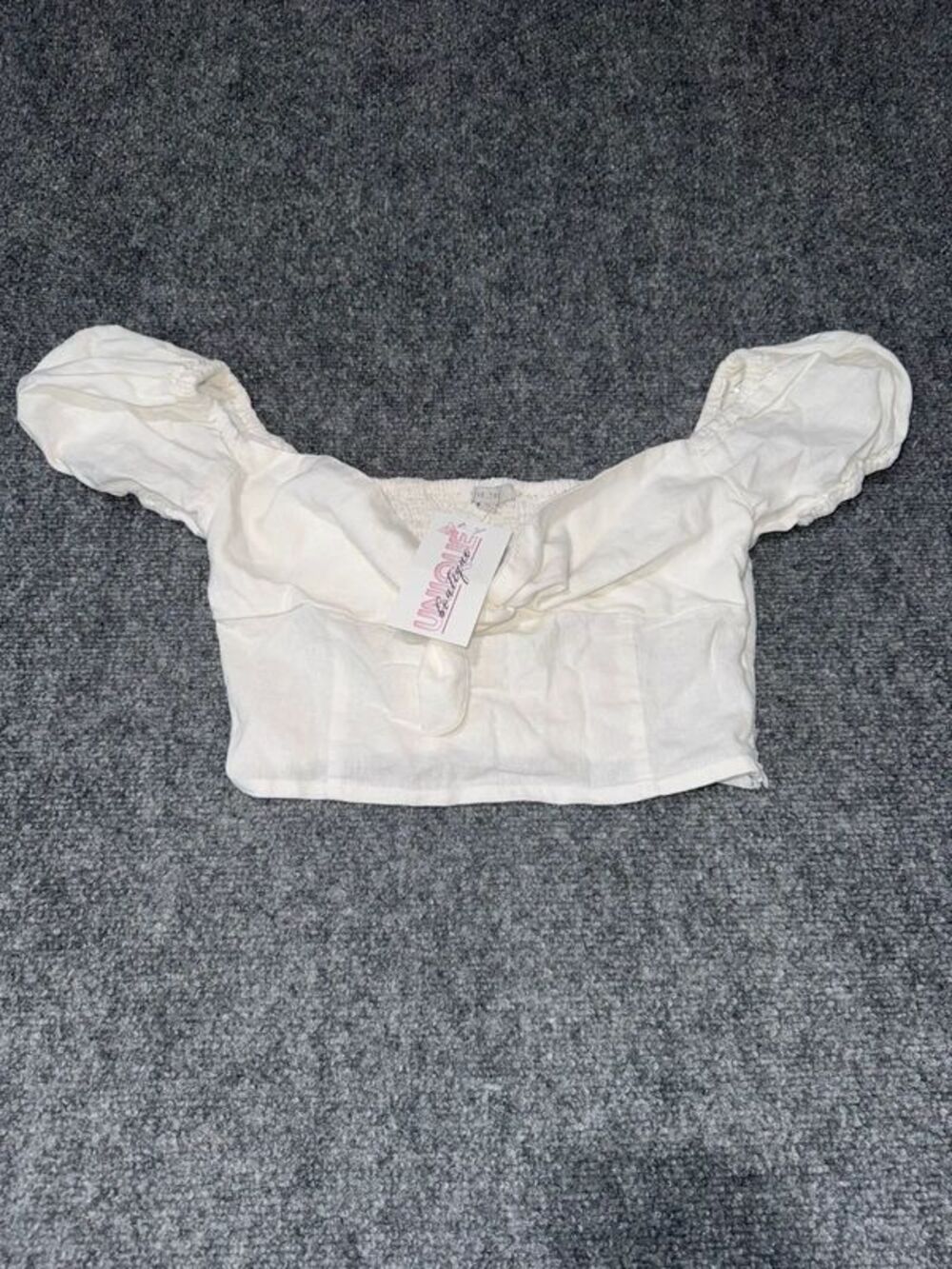 Women’s White Milkmaid Crop Top Puff Sleeve Ruched Bust